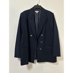 Bar III Navy Blue Double Breasted Open Blazer Jacket Women's XXL Old MOney